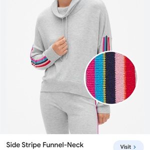 Love by Gap Gray Rainbow Side Strip Funnel Neck Pullover Sweater- Size Small